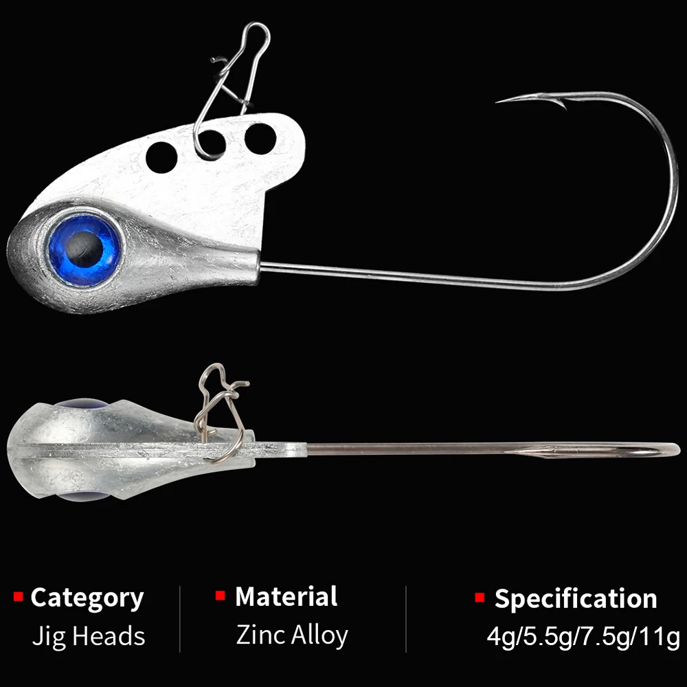 Anzuelo con cabeza de anzuelo, 2 uds., 4g, 5,5g, 7,5g, 11g, vástago VIB, aparejo Ned con púas, Spinner, Kit de señuelo suave para pesca, aparejos de ojo de pez grande, anzuelo giratorio - imagen 3