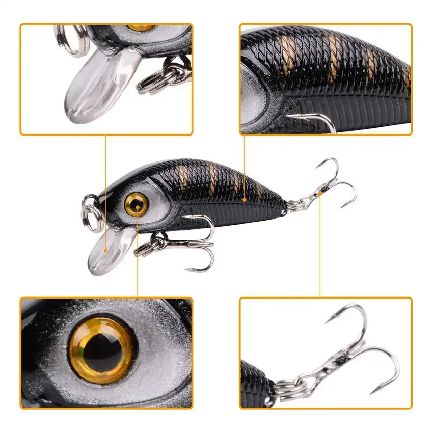 Señuelo de Pesca de piscardo de 8 piezas, 50mm, 3,6g, cebo duro Topwater, Wobbler Jig, Crankbait, carpa, lubina a rayas, aparejos de Pesca SwimBait - imagen 4