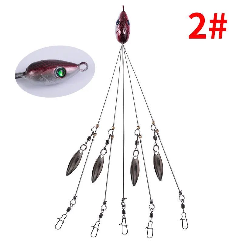 Este señuelo de pesca presenta un diseño de peces realista y múltiples ganchos para una mayor eficiencia de captura