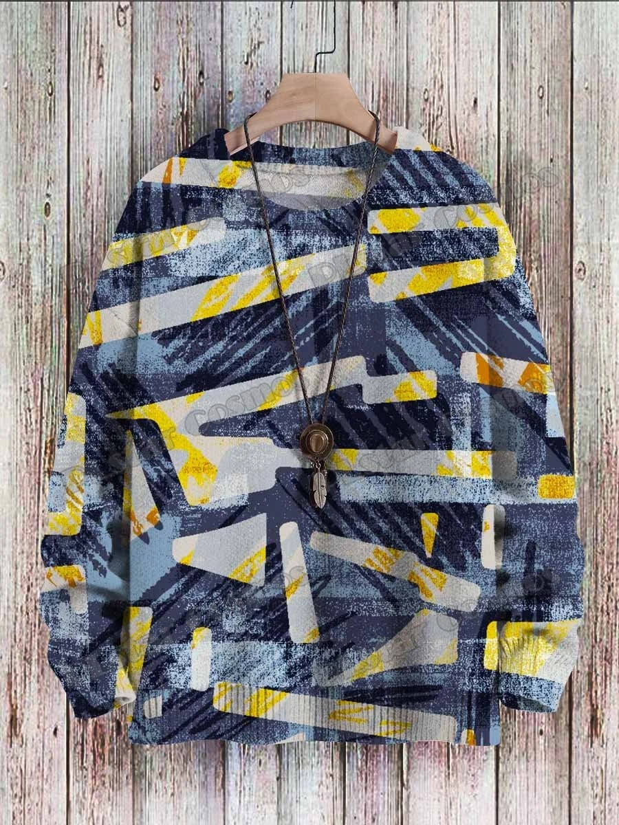 Jersey punto unisex KMY33 – Cuello redondo con estampado 3D para invierno - imagen 3
