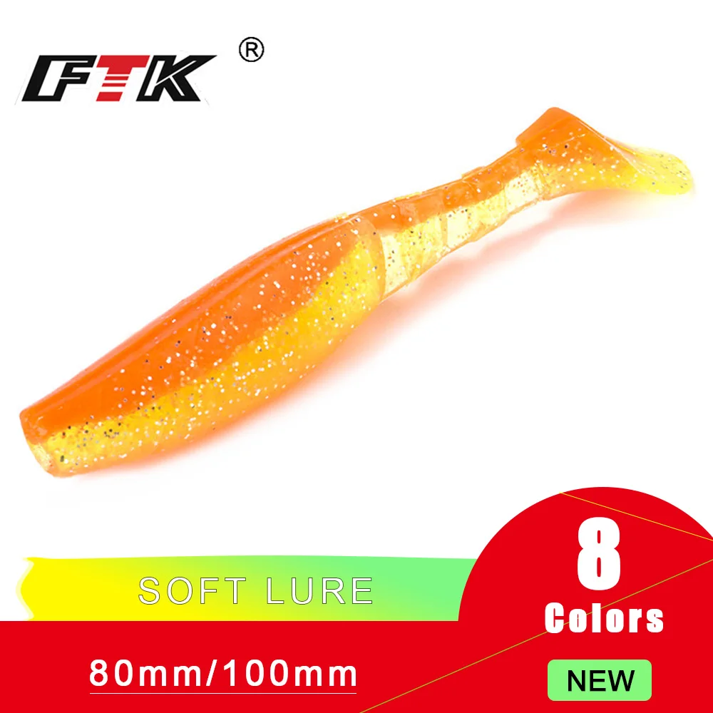 FTK-Señuelos de Pesca de gusano blando, anzuelo de plantilla, cebo de silicona, pez de mar, Pva, Swimbait, Wobblers, bueno para pesca de lubina, cebo Artificial, 8cm, 10cm - imagen 2