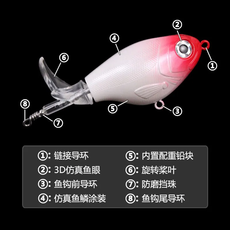 Señuelo de pesca Artificial Plopper, Señuelos de pez gato, aparejos de pesca, cola giratoria flotante, Crankbait, 10g, 14g, 1Pc - imagen 4