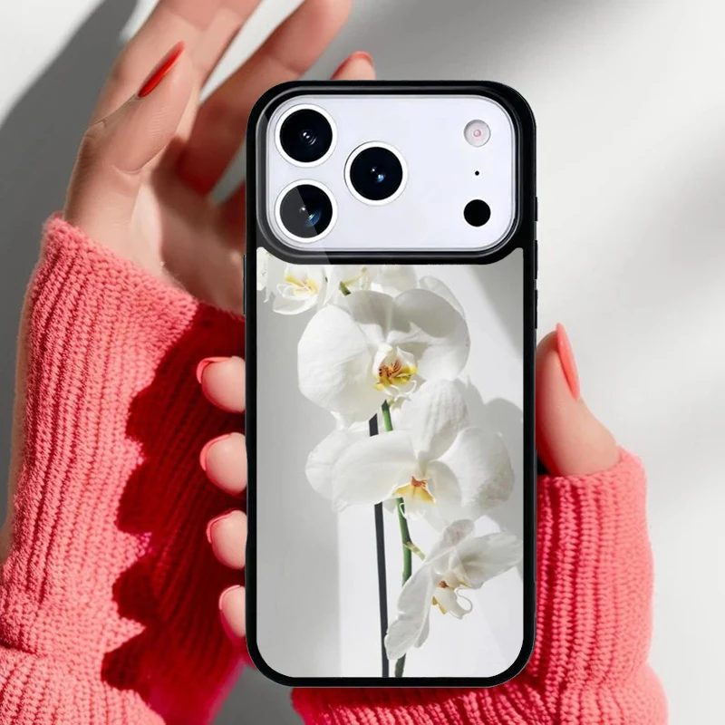 Funda con flores de orquídea detalle frontal