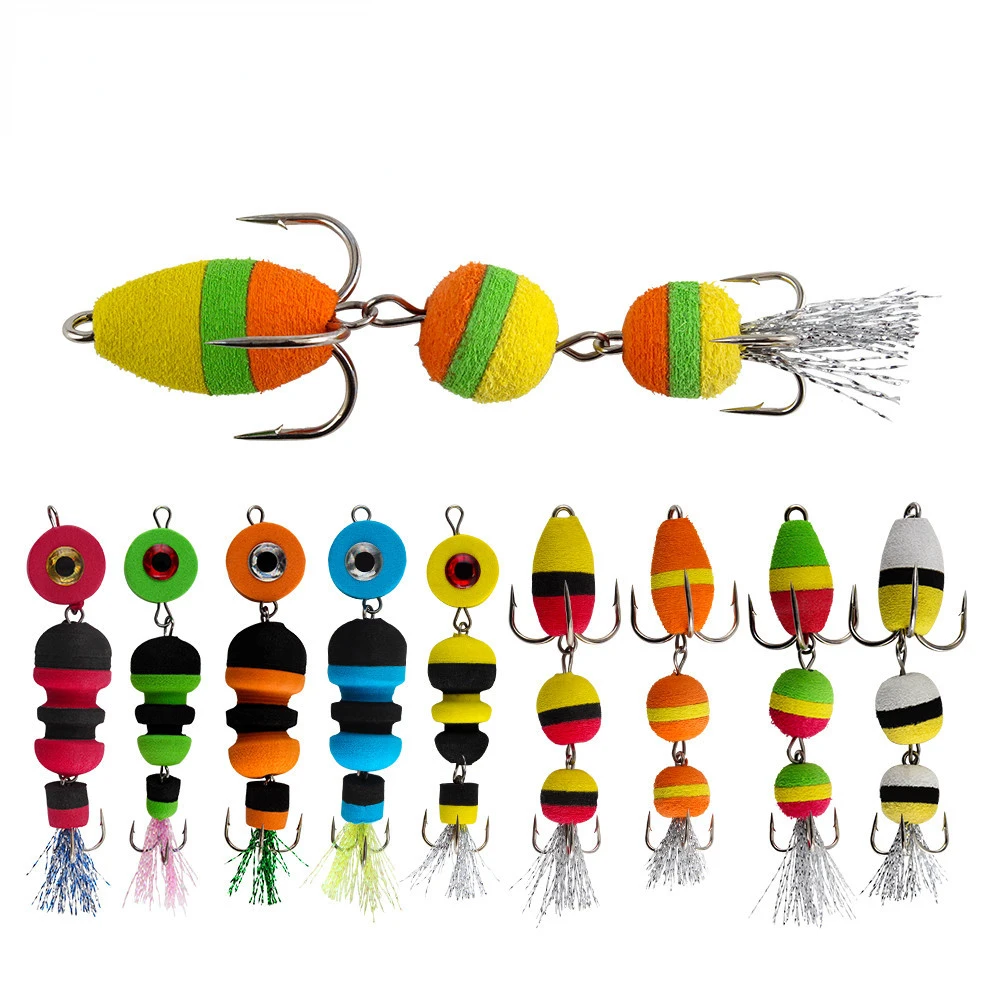 Señuelo de Pesca biónico, cebo de gusano Multicolor, gancho de espuma, Luya de Plomo Fundido largo, 1 piezas, 7,5/9cm, 2g/3g