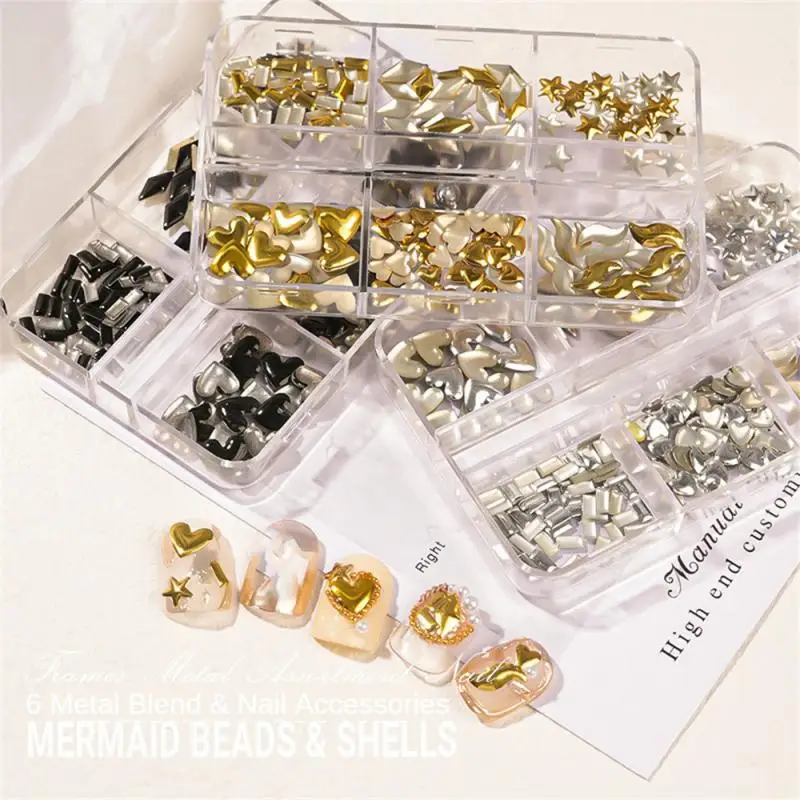 Caja de dijes de uñas de aleación de estilo mixto, piezas de uñas planas brillantes de lujo 3D, gemas, piedras de cristal, diamantes de imitación, decoración de uñas de diseñador - imagen 4