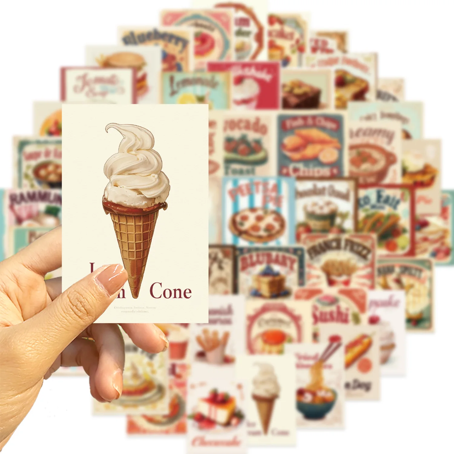 50 Uds. De pegatinas de grafiti Retro de comida deliciosa para postre, teléfono, guitarra, portátil, maleta, taza, pegatinas impermeables - imagen 4