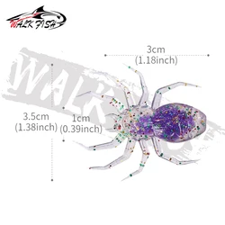 WALK FISH Señuelo gusano 3,5 cm PVC+TPR con lentejuelas láser