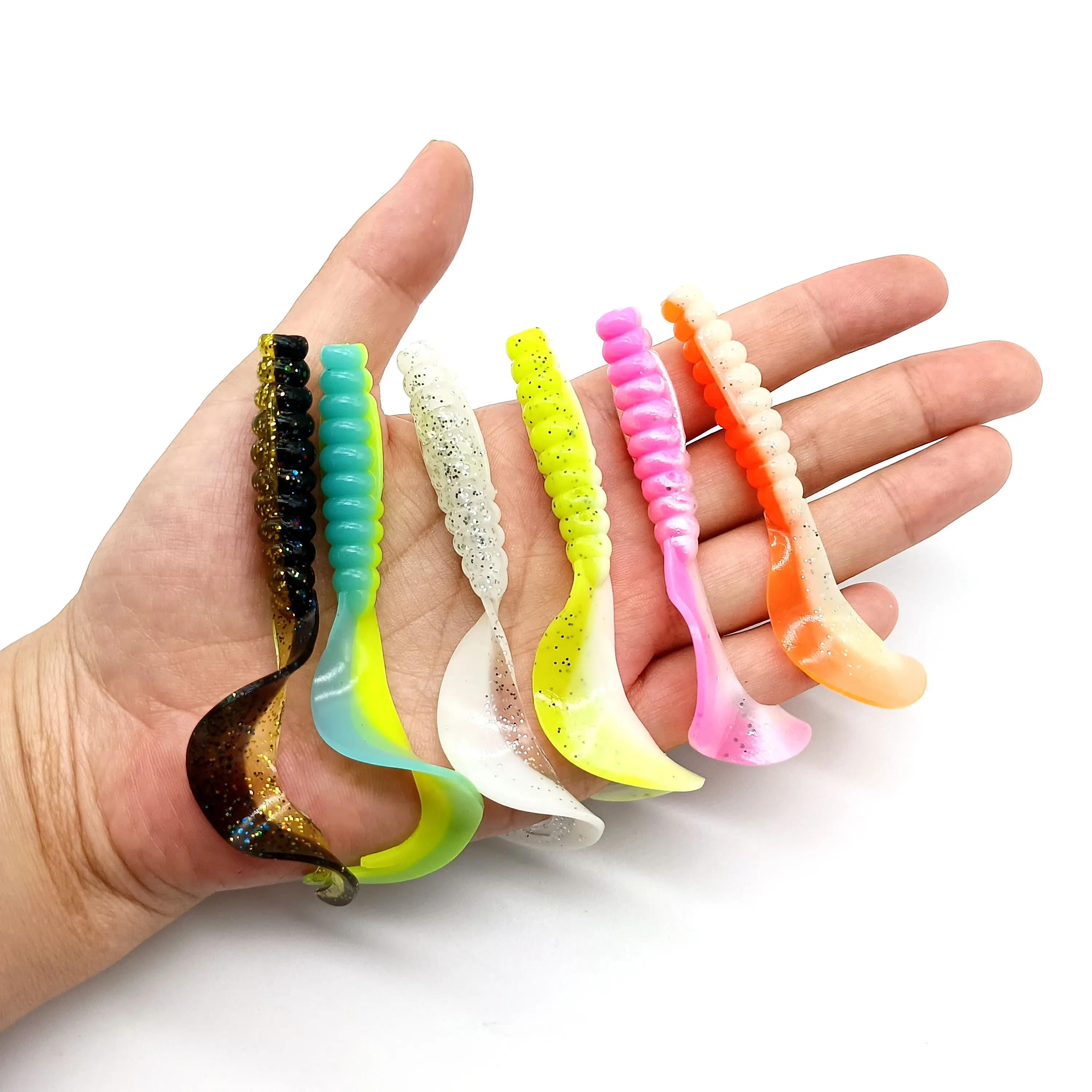 DUODUOYU 10 unids/lote señuelo de pesca de gusano suave 1,6g/55mm 3,8g/75mm Jig Wobblers cebos artificiales de silicona lubina carpa Swimbaits aparejos - imagen 2