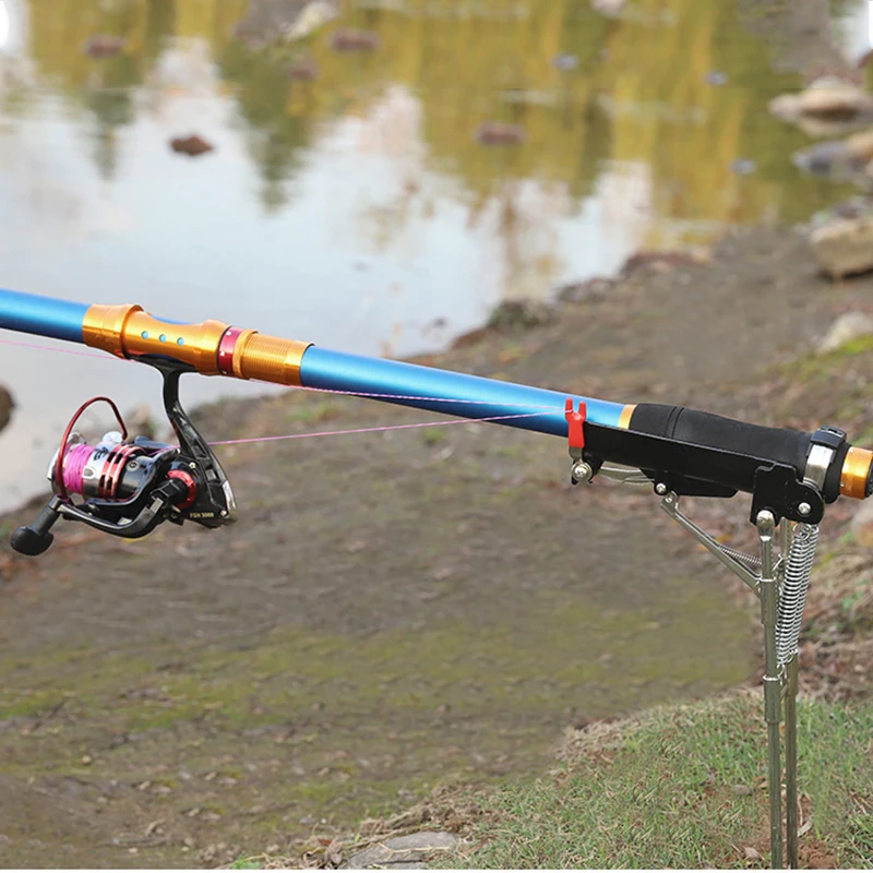 Soporte de caña de pescar con resorte automático, soporte plegable de sensibilidad ajustable de acero inoxidable completo, accesorio de pesca - imagen 5