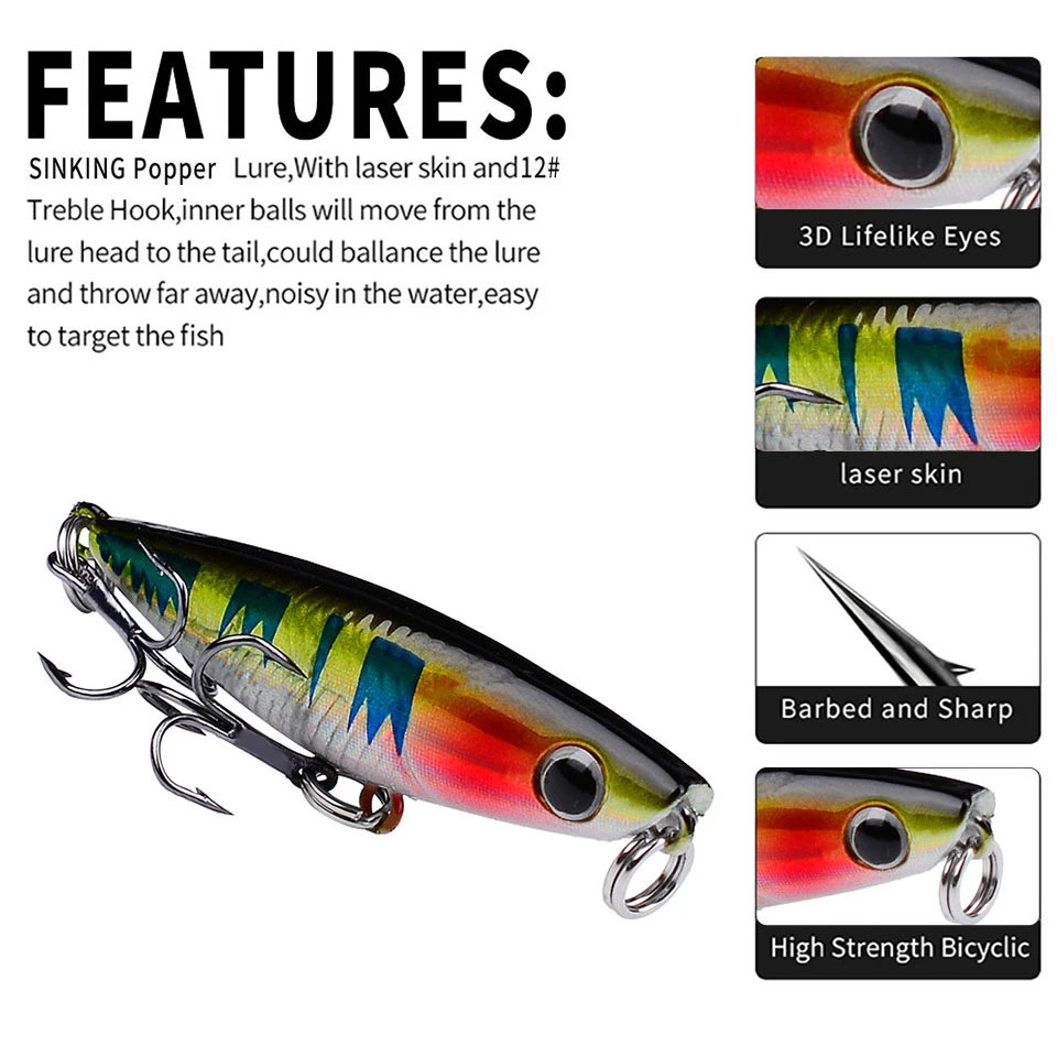 WALK FISH-Cebo duro Artificial para agua salada, 1 piezas, 47mm, 2g, nuevo - imagen 2