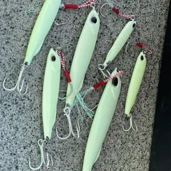 Señuelo de plantilla de Metal luminoso, cebo Artificial de pesca en el mar, 10g, 15g, 20g, 25g, 30g, 40g, 60g, 1 unidad