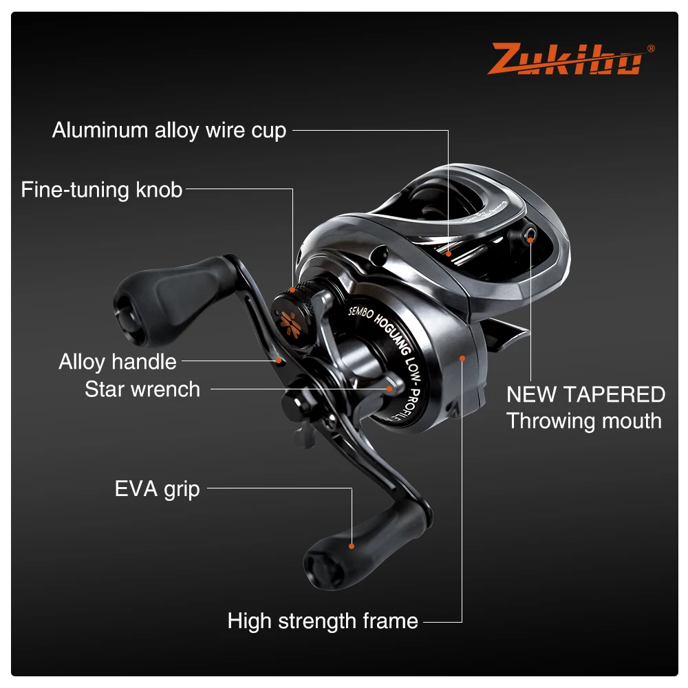 ZUKIBO-carrete de Baitcasting HONGGUANG 149g, arrastre máximo 6 + 1BB, relación de transmisión de 5kg, 7,3: 1, carrete de pesca de alta velocidad para lubina, agua salada, Baitcaster - imagen 5