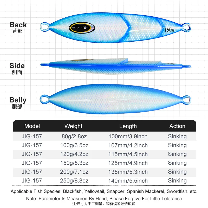 OBSESSION J157 80g-250g Cranky señuelo de Jigging lento agua salada hundimiento pesca plantillas de Metal lento cebo brillo mar plantillas de pesca señuelos - imagen 3