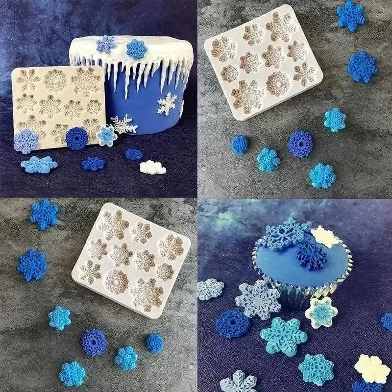 Herramientas creativas para hornear con forma de copo de nieve, herramientas de silicona para galletas y pasteles, accesorios para hornear, herramientas para hacer pasteles, decoración de pasteles de cocina - imagen 4