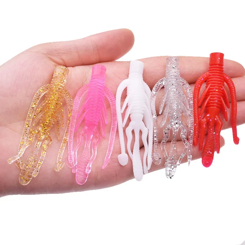 10 Uds larva camarones olor a pescado cebos blandos de silicona señuelo de pesca gusano Artificial Swimbait Jigging Wobblers para aparejos de Lucio - imagen 5