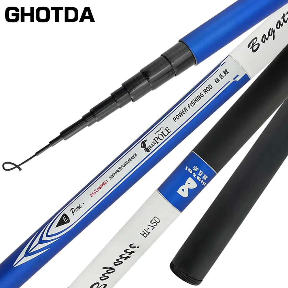 GHOTDA-caña de pescar portátil de fibra de carbono, aparejo telescópico para carpa, ultraligero, 3,6 m, 4,5 m, 5,4 m, 6,3 m, 7,2 m, 1 ud. - imagen 3