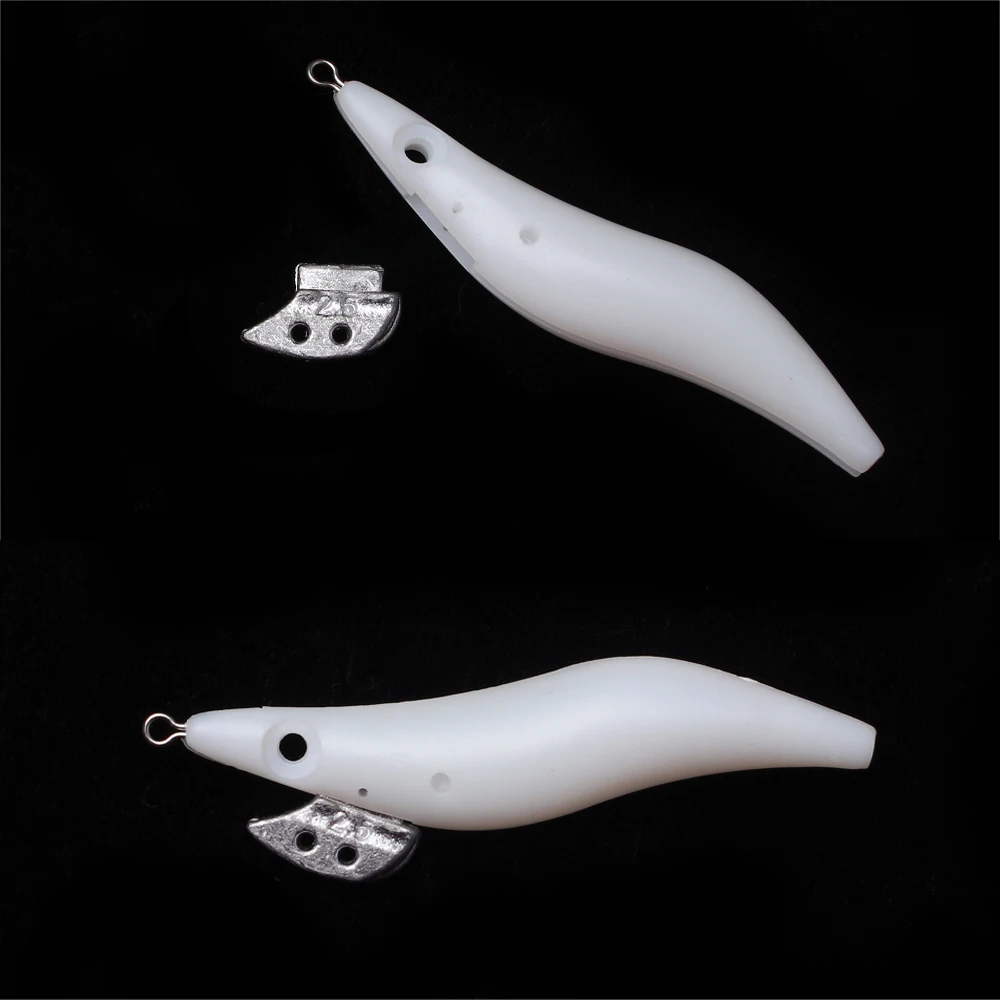 Ellllv 20 piezas 2,5 #   3.0 #   3.5 #   Señuelo con plantilla de calamar, peso/chumbada, peso artesanal para cebo de camarones de madera, aparejos de accesorios de pesca - imagen 3