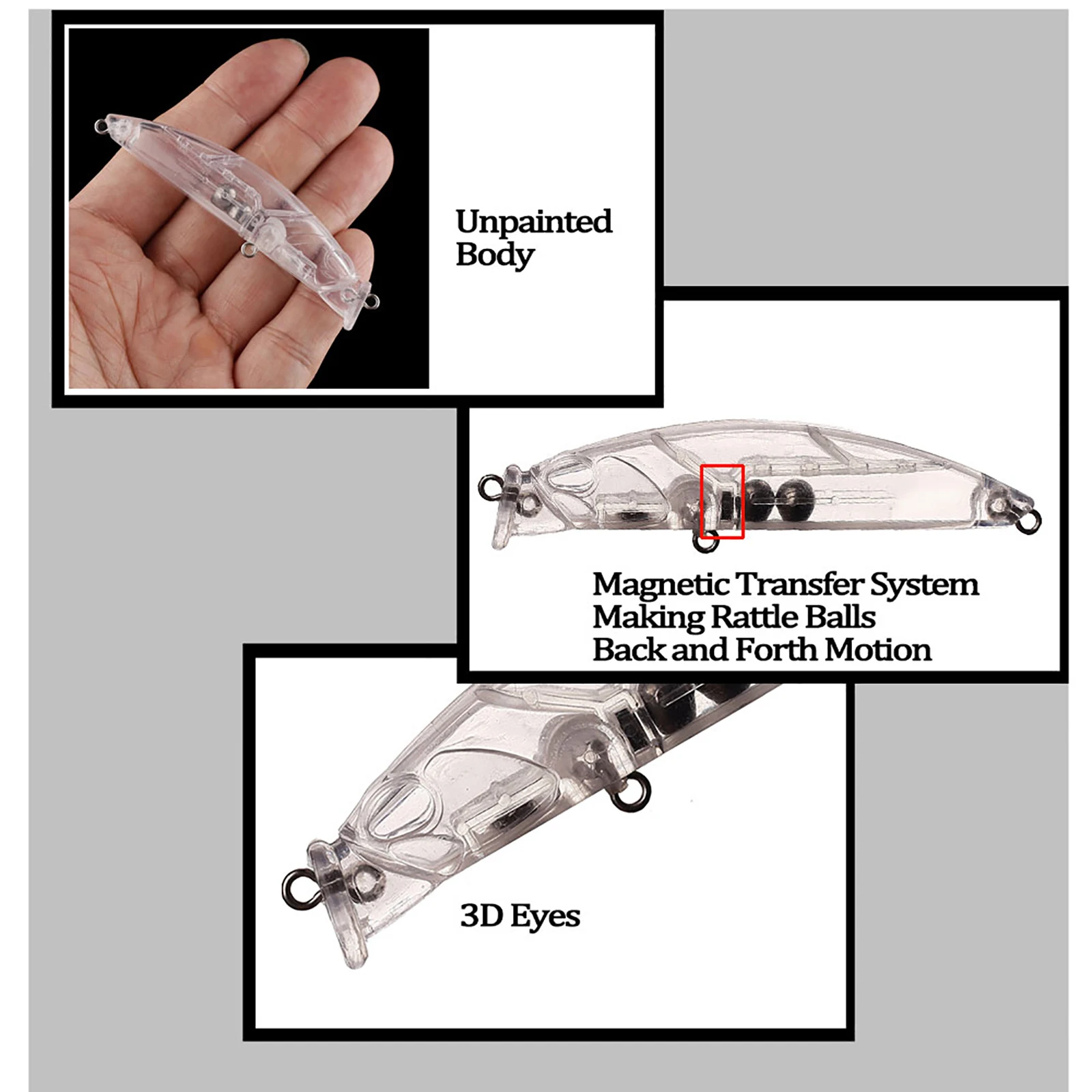 Chan'sHuang 20 piezas cebo en blanco sin pintar 80mm 8,5g bolas flotantes de sonajero de pececillo sistema de transferencia magnética señuelo de pesca Artificial - imagen 4