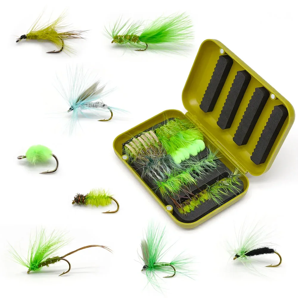 Juego mixto de moscas de pesca, 32 Uds./40 Uds./56 Uds., estuche magnético, variedad de colores, trucha, mosca, salmón - imagen 3