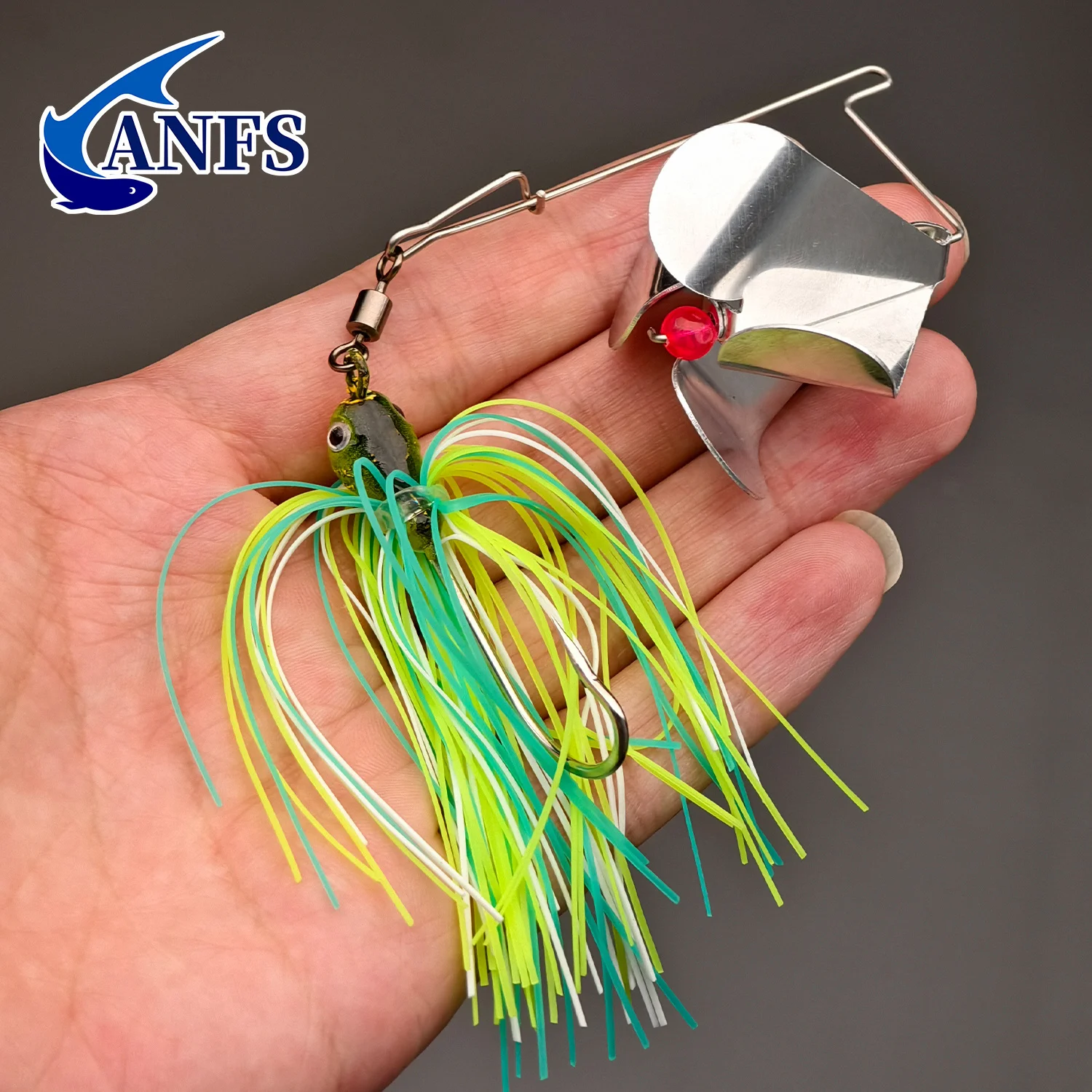 ANFS 2 piezas de cebo giratorio con 3 piezas de tamaño vibrante, cabezal de reemplazo, señuelos de pesca giratorios, cosas de pesca geniales Angelköder - imagen 5