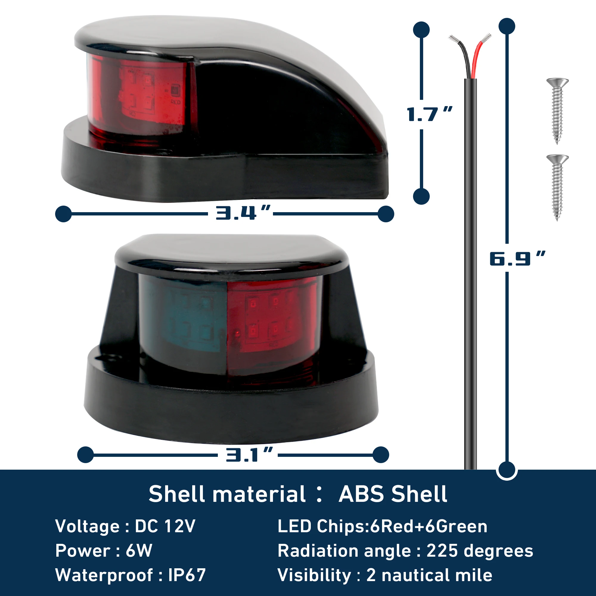 Luces de navegación para barcos Luz de proa bicolor Pontoon, skeeter, barco eléctrico y lámpara de navegación marina LED Skiff Plata - imagen 3