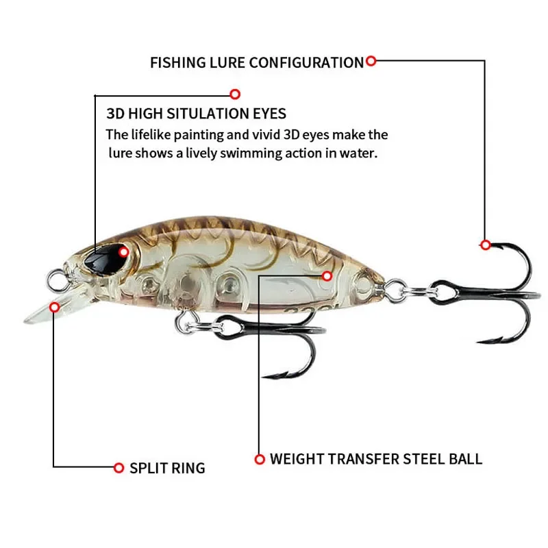 Señuelos de pesca de pececillo que se hunden, 35mm, 2g, cebo duro Artificial, Crankbait para lubina de agua dulce, Jerkbait, equipo de natación de plástico, 1 ud. - imagen 3