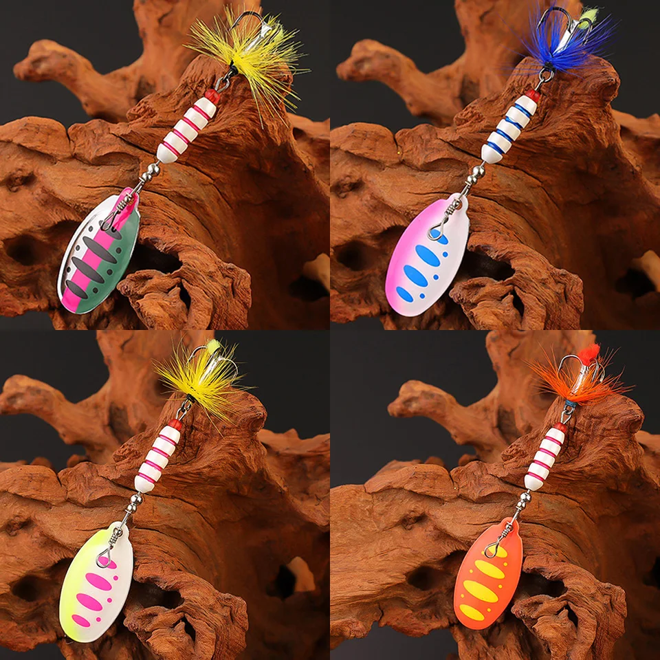 WALK FISH-cebo giratorio para peces, 93mm, 7,5g, cuchara giratoria, compuesto de Metal, manivela, Luna, convierte lentejuelas, columna de cobre, Jigger de plumas - imagen 5