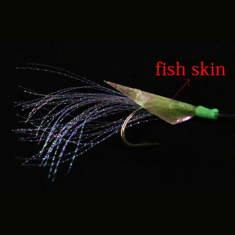 Anzuelos de pesca de piel de pescado, 10 Uds., anzuelos realistas para señuelos de agua salada, anzuelos de mar afilados y duraderos para equipo de pesca de lubina/atún - imagen 2