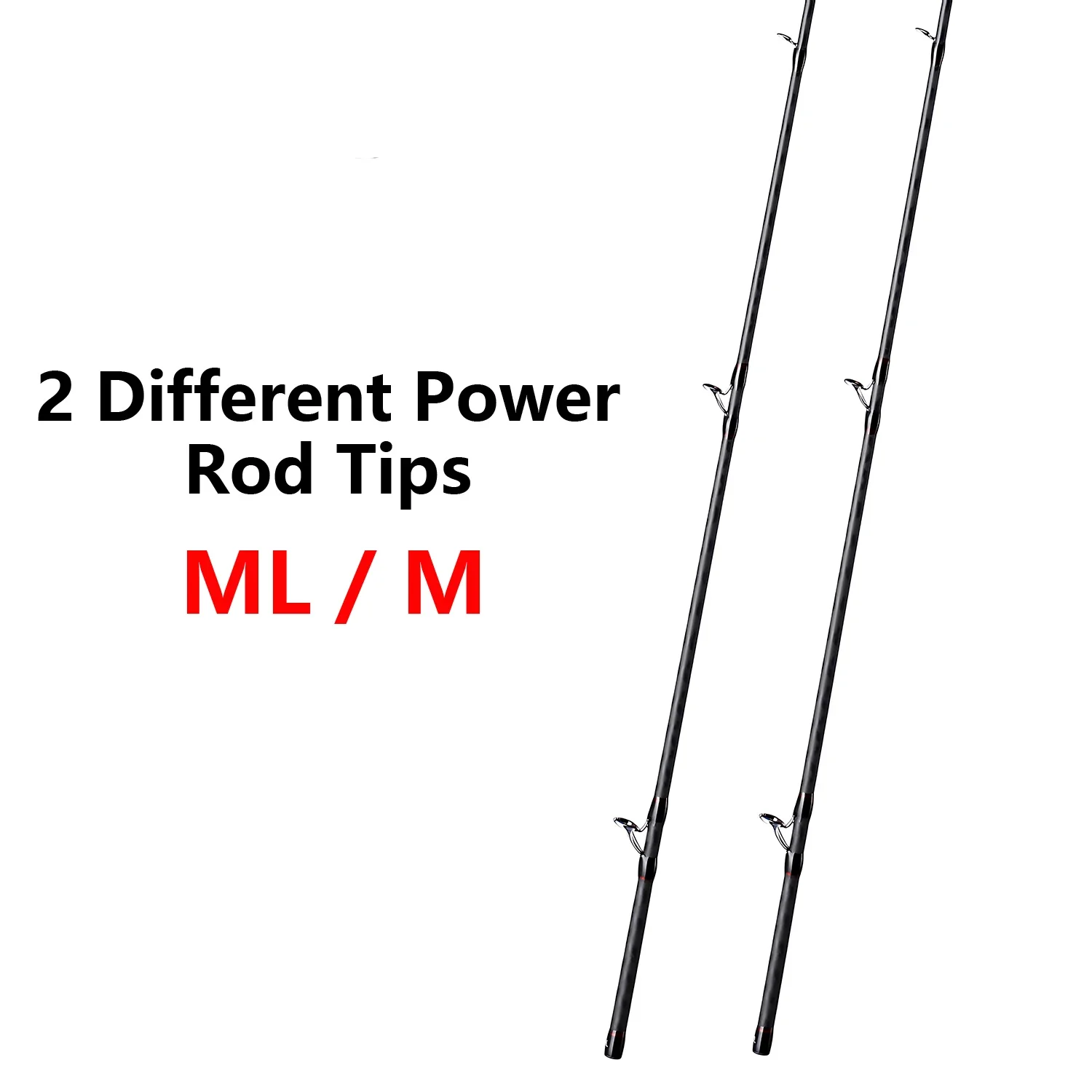 Caña de pescar con señuelo de fibra de carbono 40T con 2 puntas, caña giratoria/caída ML M, accesorios de equipo de caña de pescar para lubina y trucha - imagen 5