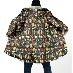 Capa de invierno para hombre capucha lana estampado 3D setas unisex