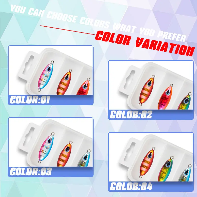 Magic Works Micro Jig caja de señuelos pequeños 7g 10g 15g 5 uds caja de Señuelos de Pesca cebos de peces falsos Shore Jigging Woblery de mar cebo Artificial - imagen 4