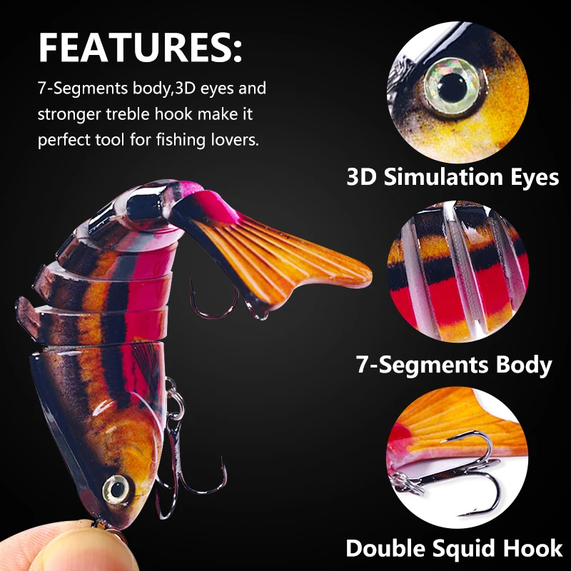 3 unids/caja pesca Wobbler realista 7 segmentos Swimbait Crankbait cebo duro lento 9,7 cm/14,7g Isca señuelos artificiales aparejos de pesca