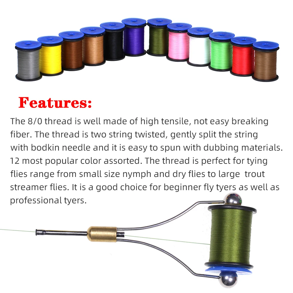 ICERIO 1 carrete 8/0 de nailon de alta resistencia para Mosca de Ninfa húmeda, materiales de atado de señuelos de mosca, accesorios de pesca - imagen 5