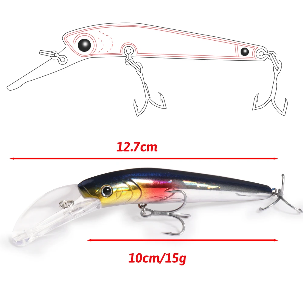 GOBAIT-señuelo de Pesca flotante Minnow, sistema de equilibrio de bola de acero, Wobbler, aparejos Popper, Crankbait, 15g, 12,7 cm - imagen 2