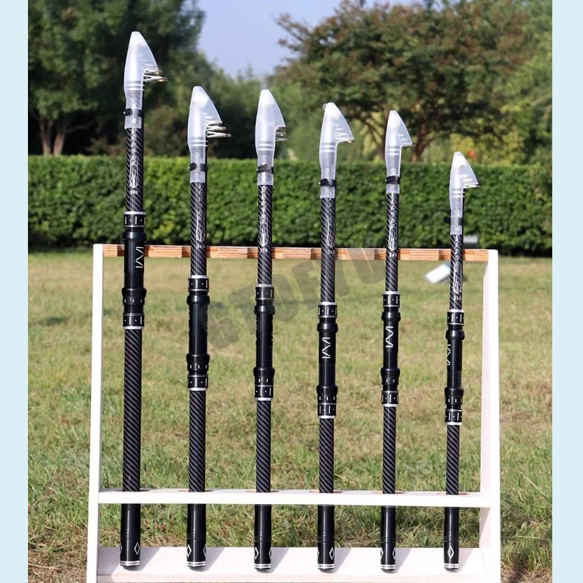 Caña de pescar telescópica 2,4/2,7/3,0/3,6/4,2/4,5 m caña de Surf de viaje de carbono potencia giratoria playa río distancia lanzamiento caña de pescar