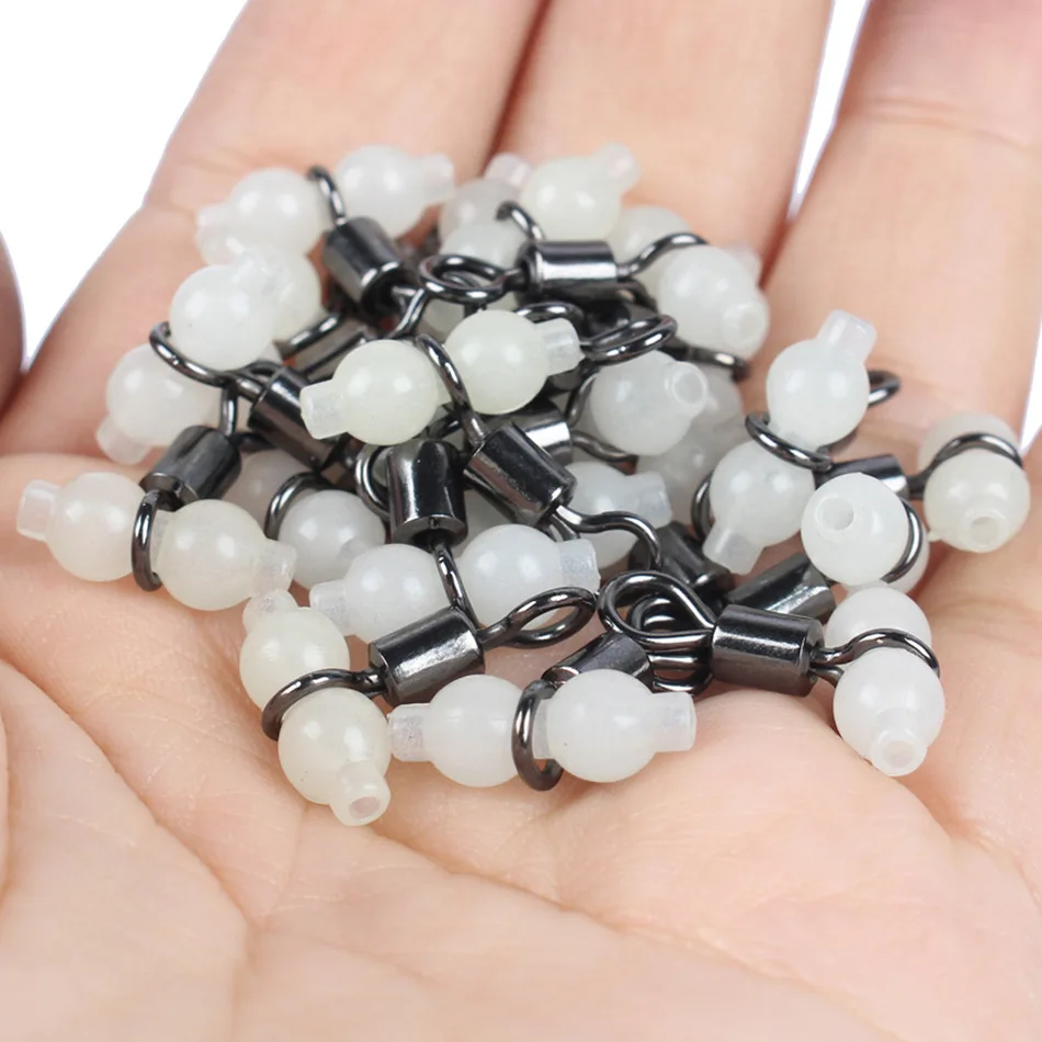 MNFT 100 Uds. Giratorios de pesca duraderos luminosos de 3 vías accesorios de pesca de mar conector giratorio gancho de pesca de mar tamaño L S - imagen 3