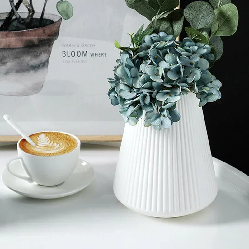 Nuevo jarrón de plástico de estilo europeo, arreglo de flores, planta hidropónica de porcelana, decoración nórdica para el hogar, decoración para sala de estar - imagen 3