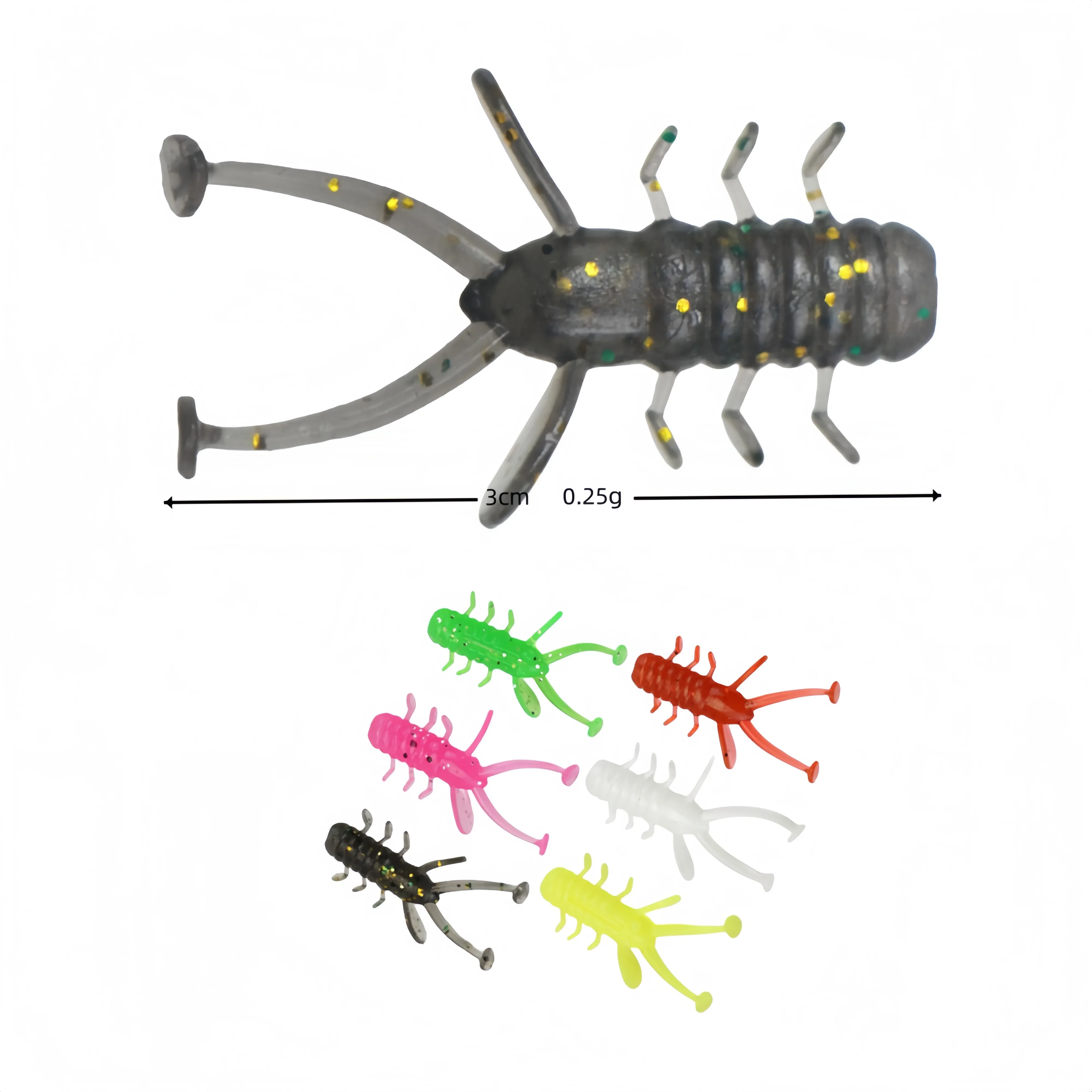 MUKUN 20 piezas TPE Mini Señuelos de Pesca blandos 0,25g 30mm Wobblers cebo Artificial de silicona Swimbait aparejos de pesca Jigging - imagen 3