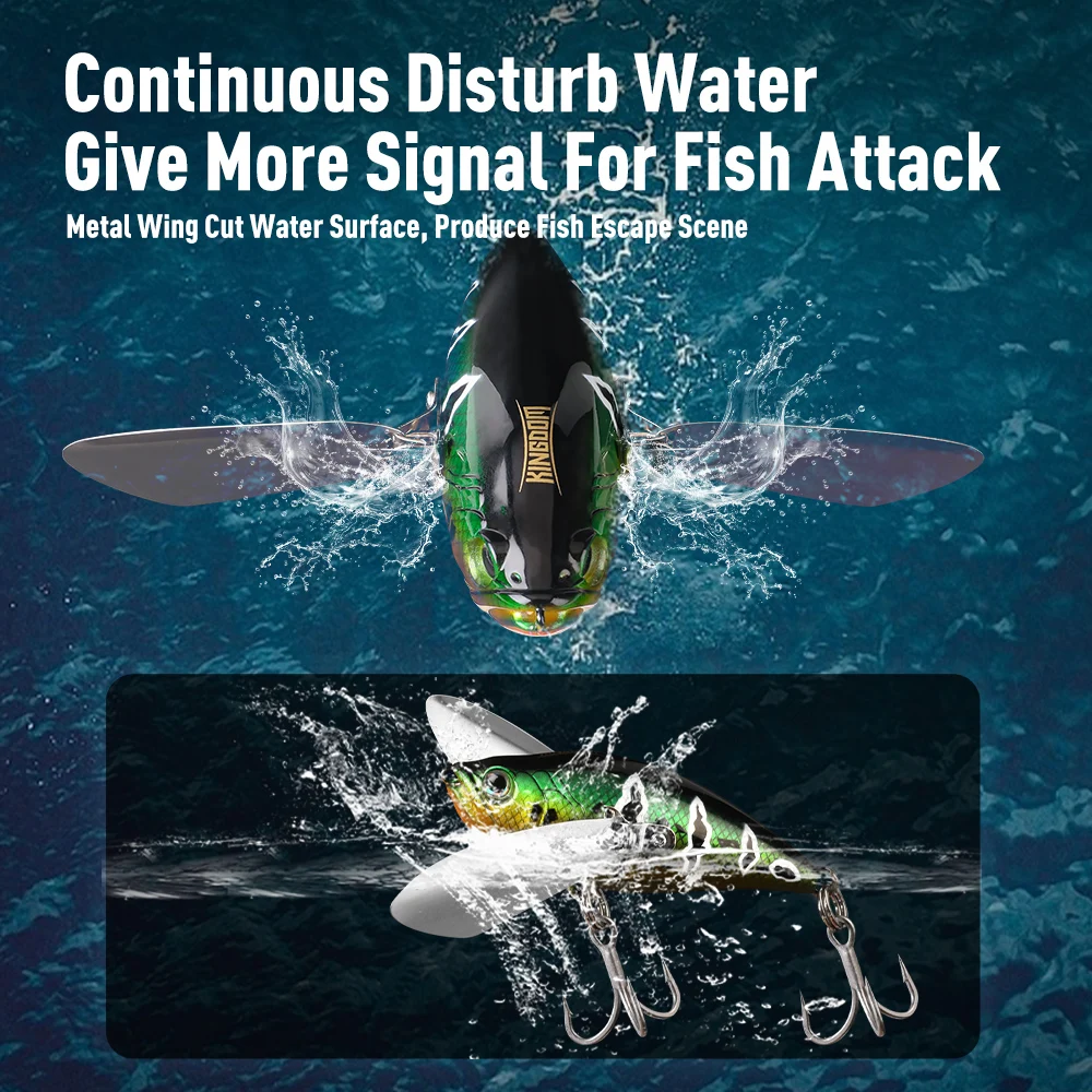Kingdom Cicada Topwater señuelos 45mm 8g 85mm 30g insecto biónico flotante de agua salada con alas de Metal Wobblers duros para pesca de lubina - imagen 4
