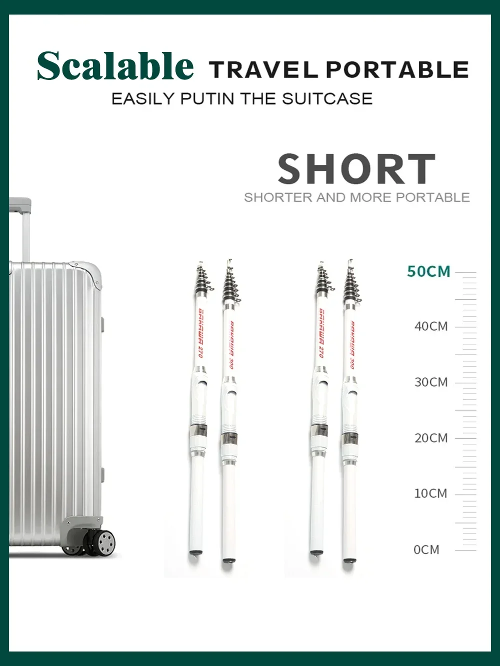 Caña de pescar de viaje portátil, aparejo telescópico de fibra de carbono, giratoria, 1,5 M-3,0 M - imagen 5