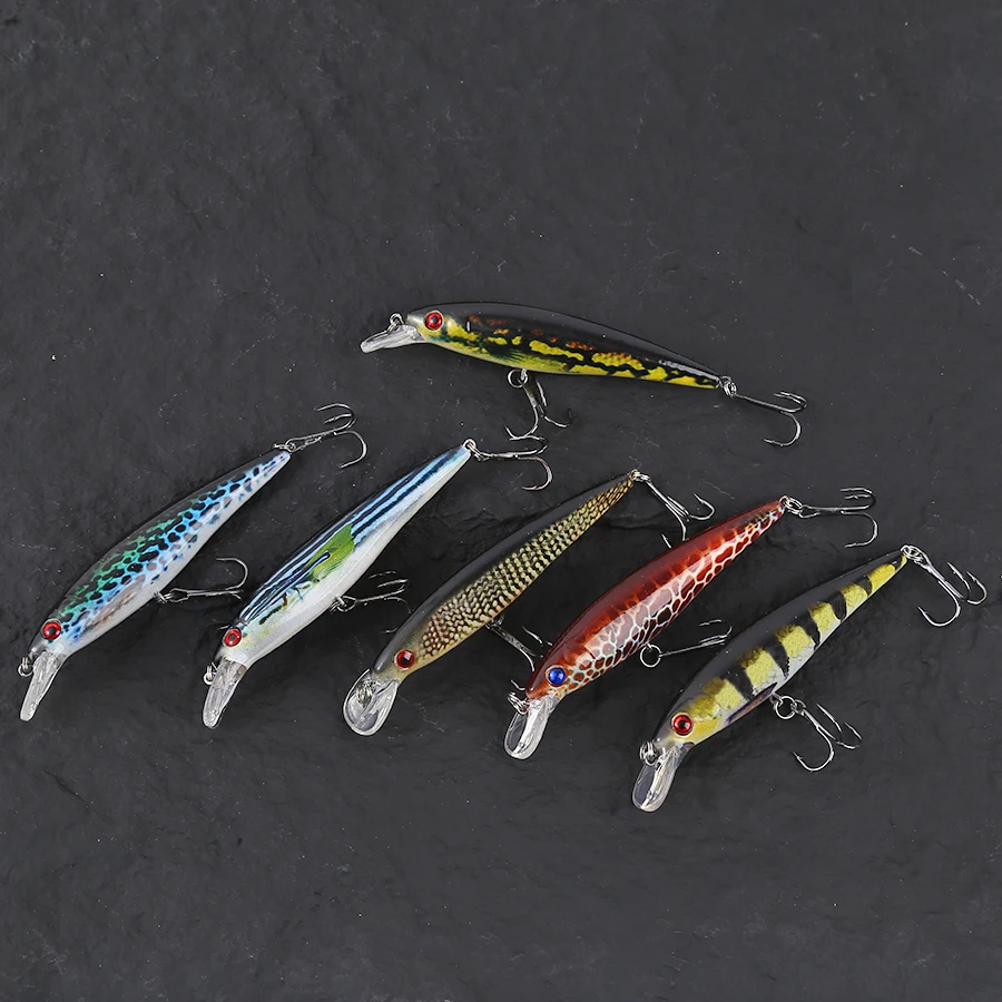6 uds Jerkbait Minnow Crankbaits juego de Señuelos de Pesca aparejos cebo duro Wobblers artificiales para Lucio Trolling ojos 3d peces Swimbait - imagen 2
