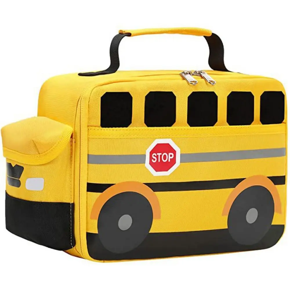 Bolsas de Picnic con aislamiento térmico, bolso de mano con forma de autobús escolar para mantener el almuerzo fresco, impermeable, de dibujos animados - imagen 3