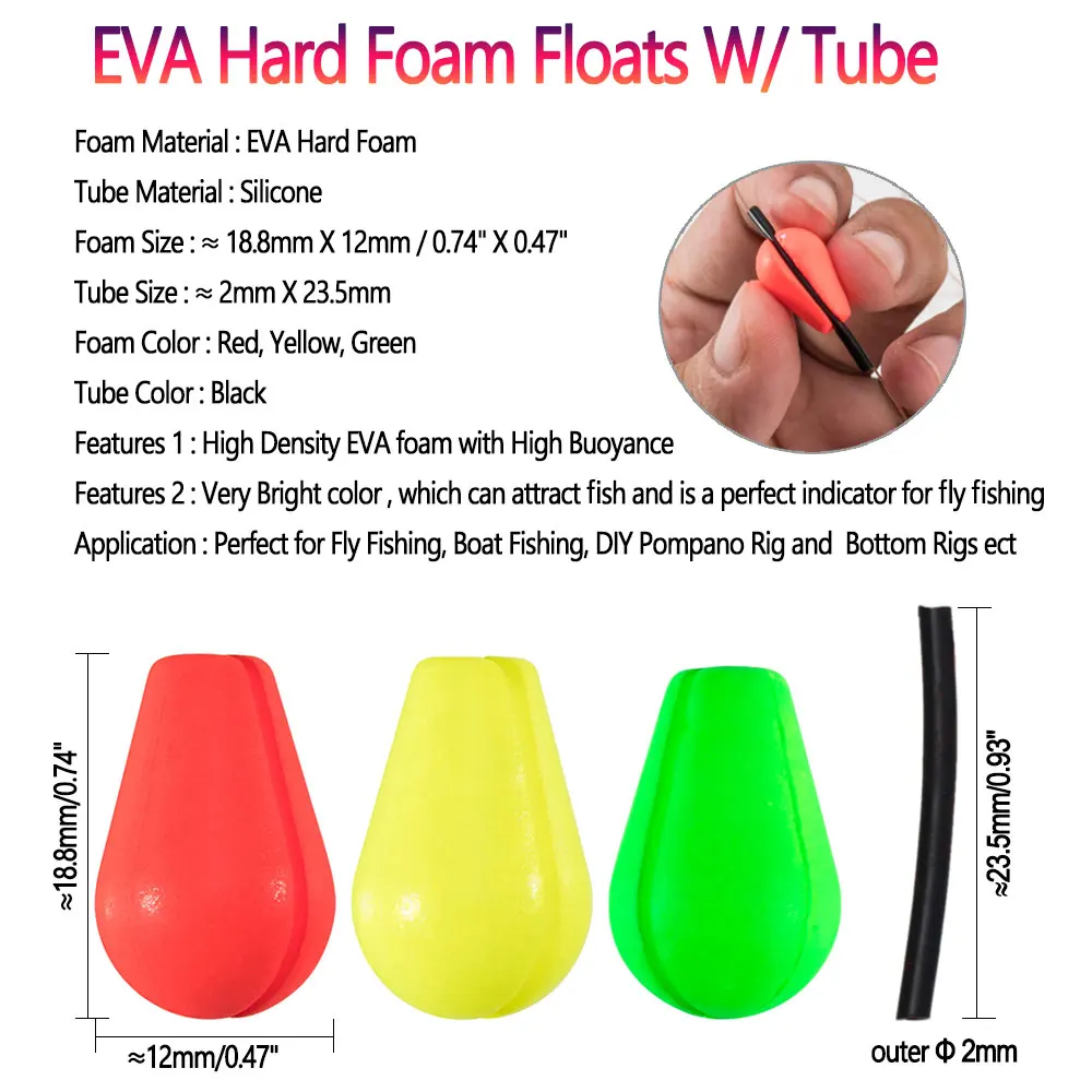 Bimoo-flotador de espuma EVA para pesca con mosca, indicadores de huelga, Bobbers ovalados UV, aparejo flotante de lágrima, aparejo Pompano, aparejos inferiores, pesca en barco - imagen 2