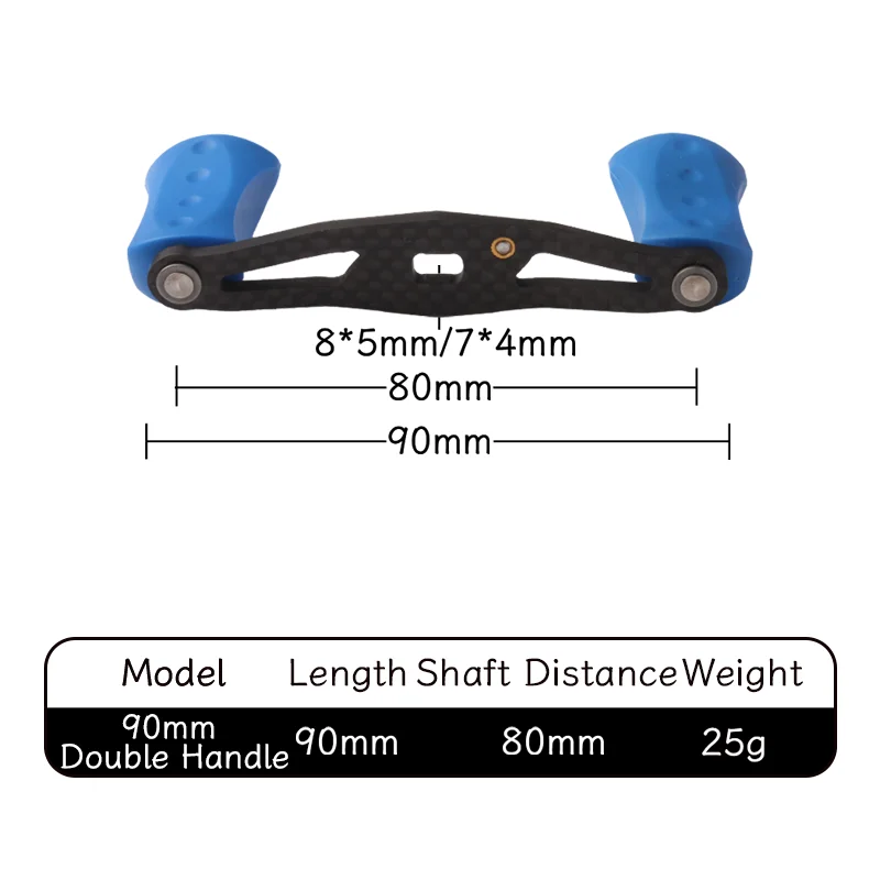 Kawa-mango de carrete de pesca, fibra de carbono con perilla de goma para S/ D/ A, tamaño de agujero de Baitcasting 8*5/7*4mm, longitud 90/105mm, bricolaje - imagen 3