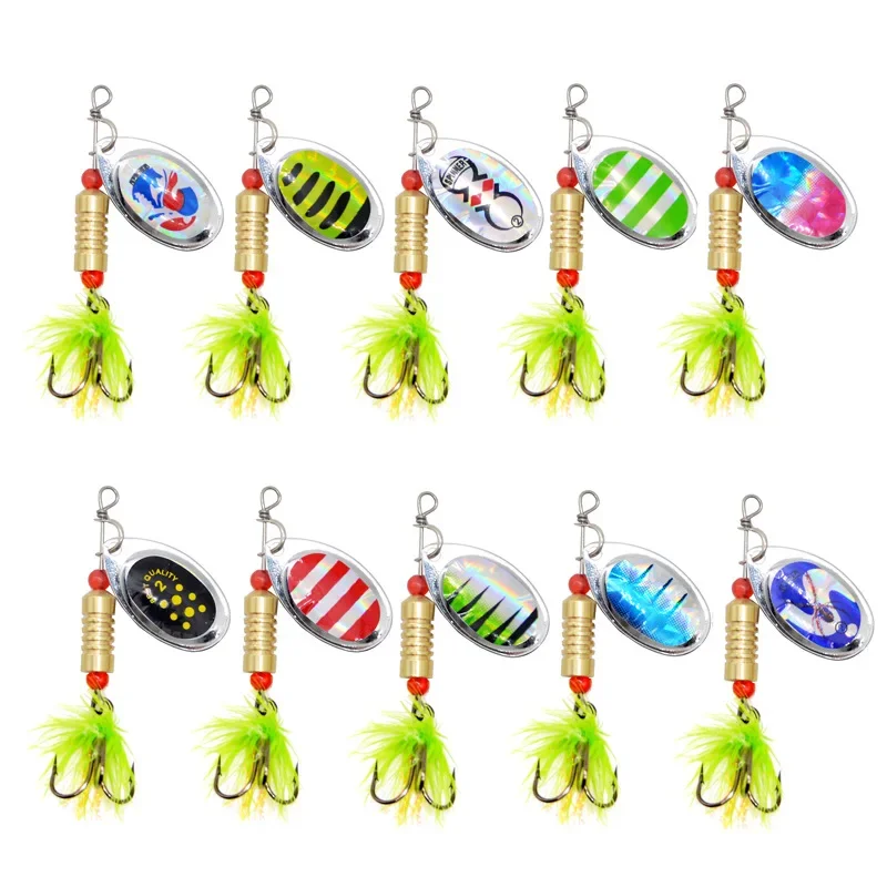 Señuelo de pesca con cuchara de Metal, cebo Artificial con cajas de aparejos, 10 piezas - imagen 2