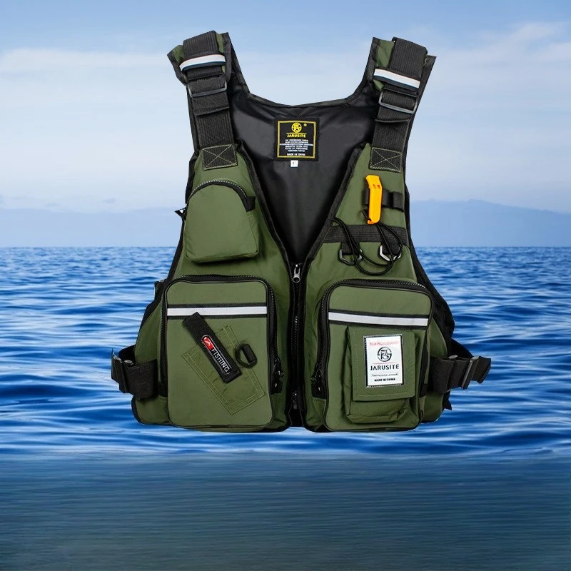 Chaleco salvavidas profesional para hombre y mujer, traje de flotabilidad, chaleco de pesca portátil, chalecos ajustables de pesca impermeables con múltiples bolsillos - imagen 2