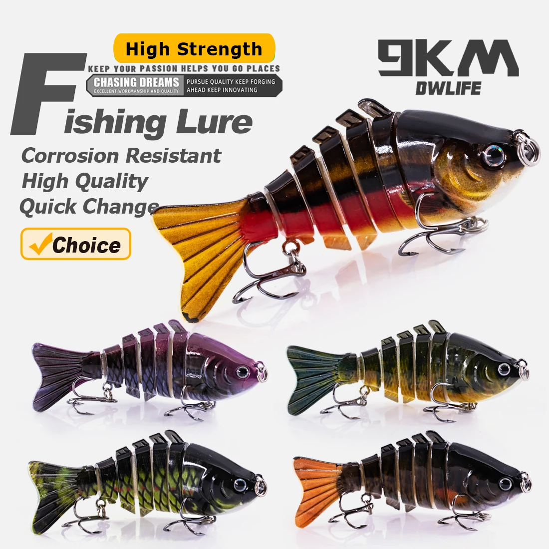 Señuelos de pesca para lubina, cebo duro realista multiarticulado, de agua dulce, hundimiento lento, trucha, Lucio, 9KM, 10cm - imagen 2