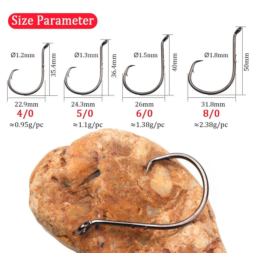 Wifreo-anzuelo circular de pulpo de 5 piezas, aparejos de pesca de acero de alto carbono, accesorios para lubina, salmón, Lucio - imagen 4