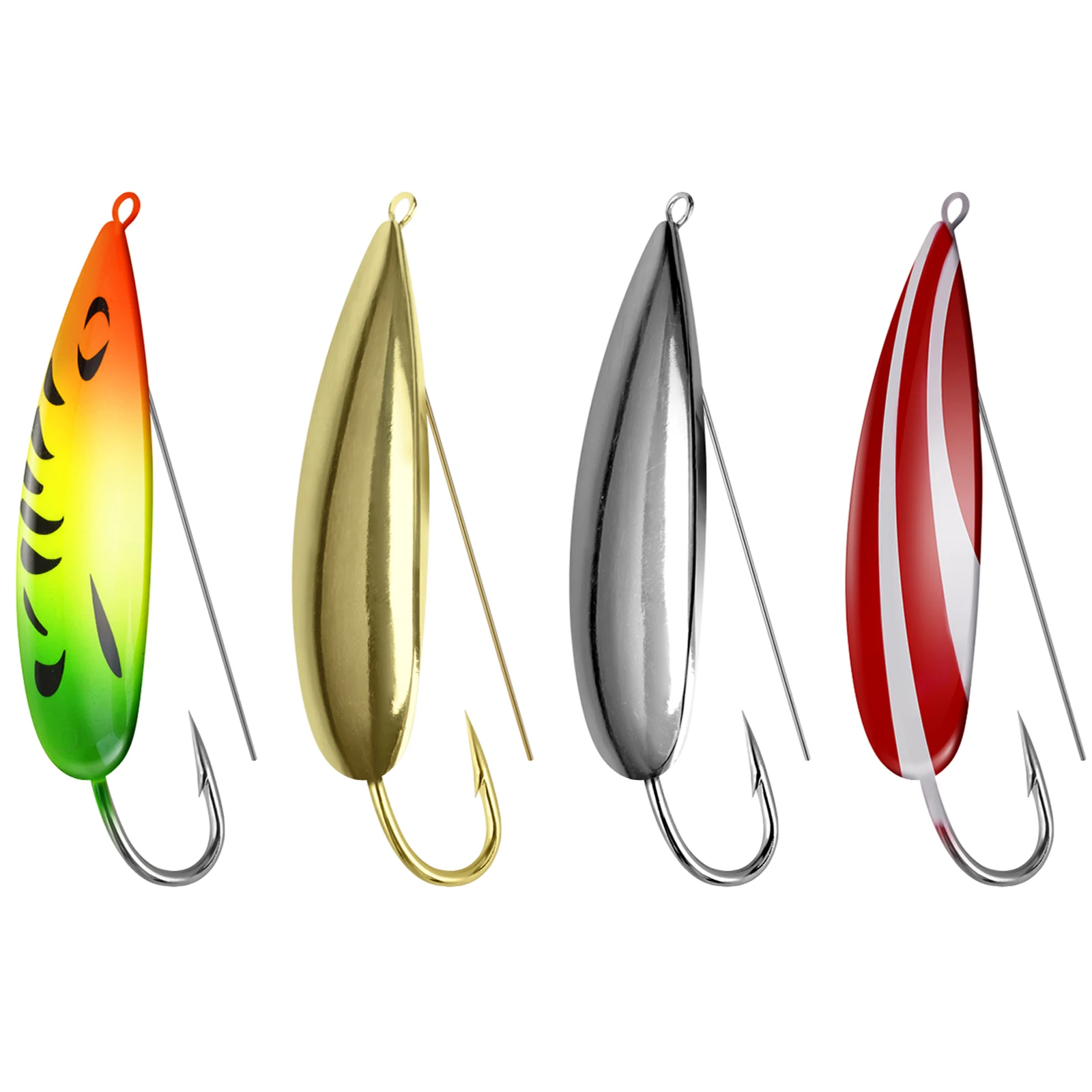 Kit de Señuelos de Pesca con cuchara sin malezas, 4 Uds., 8g, 16g, 19g, Spinner, lentejuelas, cucharas para trucha, señuelo Artificial, cebos duros de Metal para Lucio, Redfish