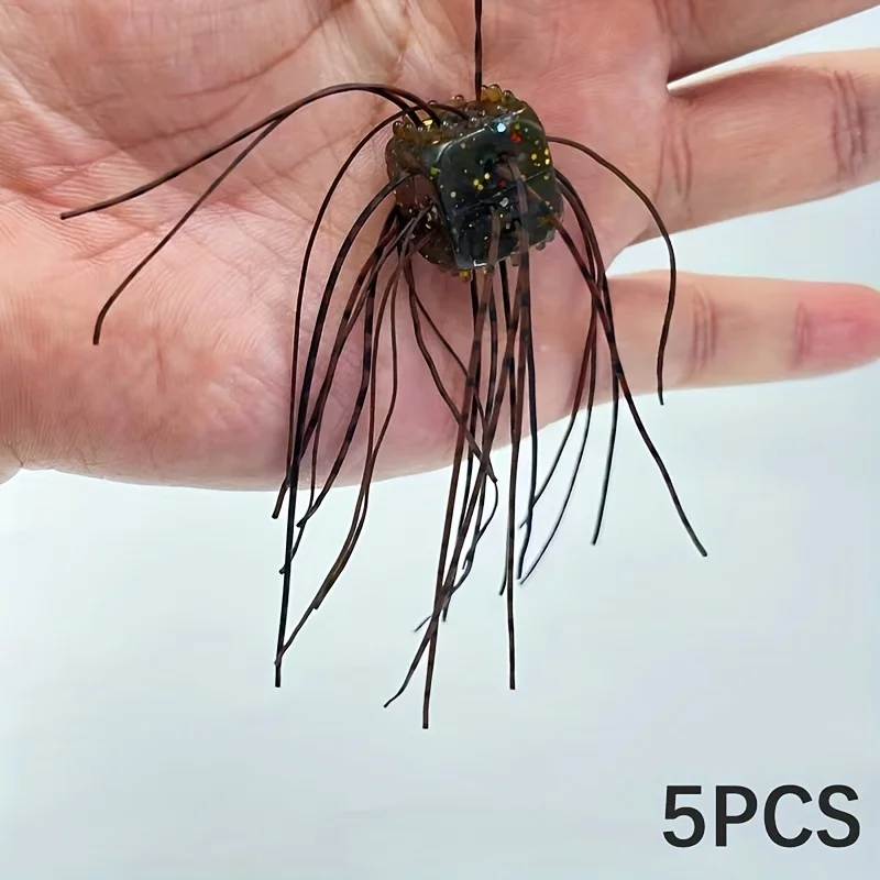 5 unids/lote juego de señuelos de pesca blandos hechos a mano-cebo de lubina de goma para dados para aparejos al aire libre - imagen 3